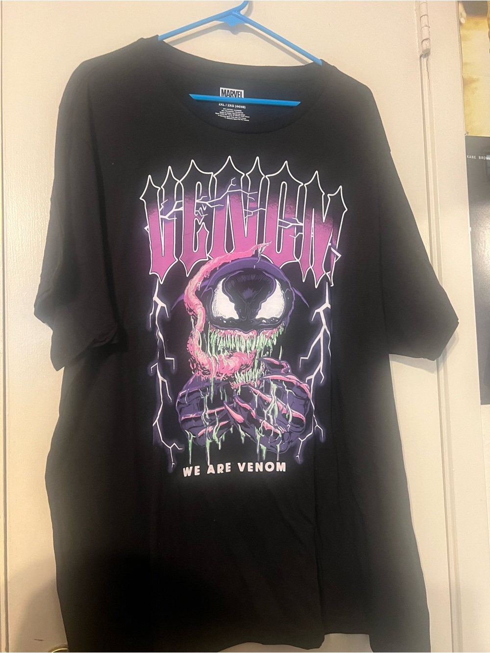 Marvel Black Venom Graphic Tee with Pink & Green Artwork